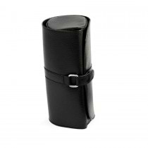 Leather Magnetic Clasp Jewelry Roll w/ Zippered Compartments