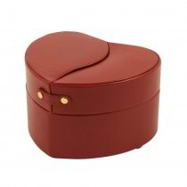 Red Leather Heart Shaped Jewelry Box w/ Multiple Compartments