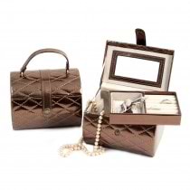 Leatherette Jewelry Box with Removable Tray & Mirror