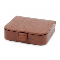 Croco Leather Jewelry Case with Snap Closure