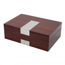 Lacquered Walnut Wood 8 Watch Box with Stainless Steel Accents