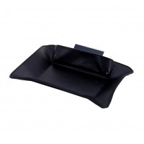Black Leather Valet with Side Compartment for Phone or Glasses