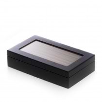 Matte Wood Cufflink Box with Glass Top and Velour Lining