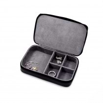 Leather Multi Compartment Jewelry Box with Zippered Closure