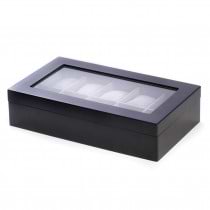Matte Wood 10 Watch Box w/ Glass Top and Velour Lining & Pillows