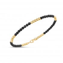 Onyx Bead Stackable Bracelet in 14k Yellow Gold