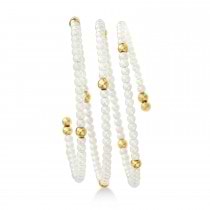 Bead Coil Polished Pearl Bangle 14K Gold
