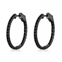 Stylish Small Round Black Diamond Hoop Earrings in 14k Black Gold (1.00ct)