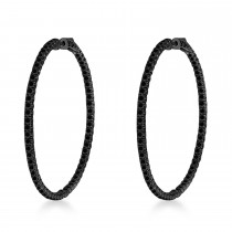X-Large Round Black Diamond Hoop Earrings in 14k Black Gold (5.15ct)