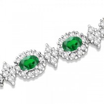 Emerald and Diamond Flower Fashion Bracelet 14k White Gold (10.40ct)