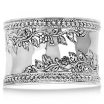 Fashion Cuff Bracelet Etched Floral Design 45mm Wide Sterling Silver