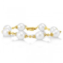 South Sea Cultured Pearl Bracelet Granulated Gold 14K Yellow (11mm)