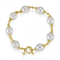 South Sea Cultured Pearl Bracelet Granulated Gold 14K Yellow (11mm)