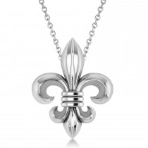 Fleur De Lis Pendant Necklace 14k White Gold