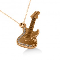 Diamond Guitar Music Pendant Necklace 14k Rose Gold (0.07ct)