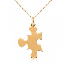 Puzzle Piece Pendant Necklace in Plain Metal 14k Yellow Gold