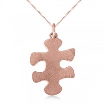 Puzzle Piece Pendant Necklace in Textured 14k Rose Gold
