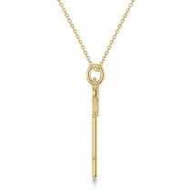 Diamond Heart Key Pendant Necklace 14k Yellow Gold (0.10ct)