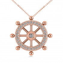 Diamond Ship's Wheel Pendant Necklace in 14k Rose Gold (0.50ct)