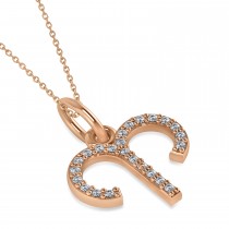 Aries Zodiac Diamond Pendant Necklace 14k Rose Gold (0.12ct)