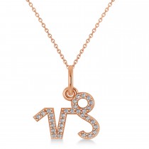 Capricorn Zodiac Diamond Pendant Necklace 14k Rose Gold (0.155ct)