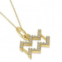 Aquarius Zodiac Diamond Pendant Necklace 14k Yellow Gold (0.15ct)