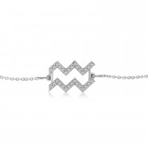 Aquarius Zodiac Diamond Bracelet 14k White Gold (0.15ct)
