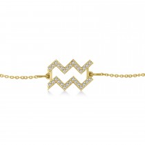 Aquarius Zodiac Diamond Bracelet 14k Yellow Gold (0.15ct)