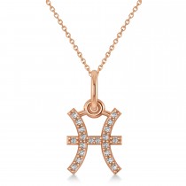 Pisces Zodiac Diamond Pendant Necklace 14k Rose Gold (0.10ct)
