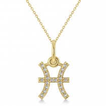Pisces Zodiac Diamond Pendant Necklace 14k Yellow Gold (0.10ct)