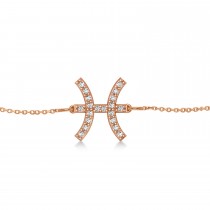 Pisces Zodiac Diamond Bracelet 14k Rose Gold (0.10ct)