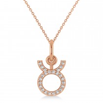 Taurus Zodiac Diamond Pendant Necklace 14k Rose Gold (0.12ct)