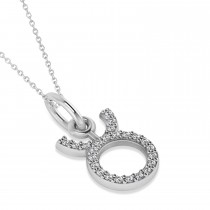 Taurus Zodiac Diamond Pendant Necklace 14k White Gold (0.12ct)