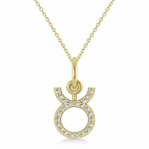Taurus Zodiac Diamond Pendant Necklace 14k Yellow Gold (0.12ct)