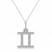 Gemini Zodiac Diamond Pendant Necklace 14k White Gold (0.15ct)