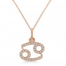 Cancer Zodiac Diamond Pendant Necklace 14k Rose Gold (0.18ct)