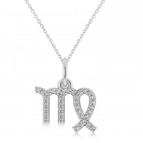 Virgo Zodiac Diamond Pendant Necklace 14k White Gold (0.18ct)