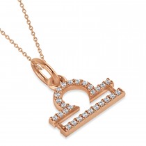 Libra Zodiac Diamond Pendant Necklace 14k Rose Gold (0.135ct)