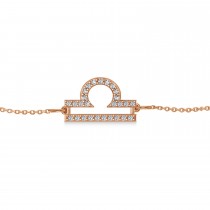 Libra Zodiac Diamond Bracelet 14k Rose Gold (0.135ct)