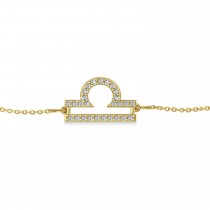 Libra Zodiac Diamond Bracelet 14k Yellow Gold (0.135ct)
