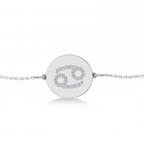 Diamond Cancer Zodiac Disk Bracelet 14k White Gold (0.13ct)