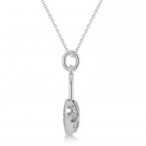 Diamond Heart Lock Pendant Necklace 14k White Gold (0.08ct)