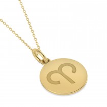 Aries Disk Zodiac Pendant Necklace 14k Yellow Gold