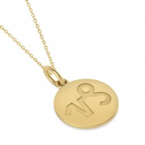 Capricorn Disk Zodiac Pendant Necklace 14k Yellow Gold
