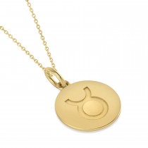 Taurus Disk Zodiac Pendant Necklace 14k Yellow Gold
