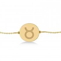 Taurus Disk Zodiac Bracelet 14k Yellow Gold