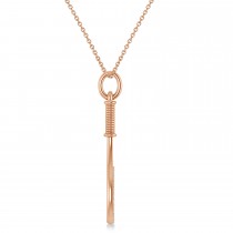 Diamond Accented Tennis Racket Pendant Necklace 14K Rose Gold (0.48ct)