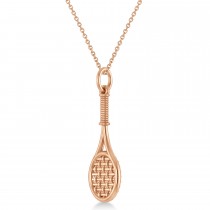 Diamond Accented Tennis Racket Pendant Necklace 18K Rose Gold (0.48ct)