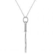 Diamond Accented Tennis Racket Pendant Necklace 18K White Gold (0.48ct)