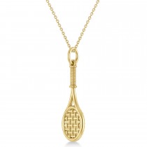 Lab Grown Diamond Tennis Racket Pendant Necklace 18K Yellow Gold (0.48ct)